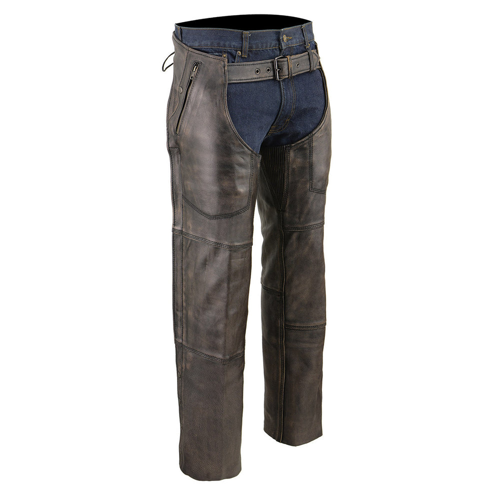 Milwaukee Leather Chaps for Men's Distressed Brown Leather Snap Out ...