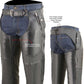 Milwaukee Leather Men’s Black Cool-Tec Premium Leather Motorcycle Chaps w/ Removable Thermal Liner MLM5505