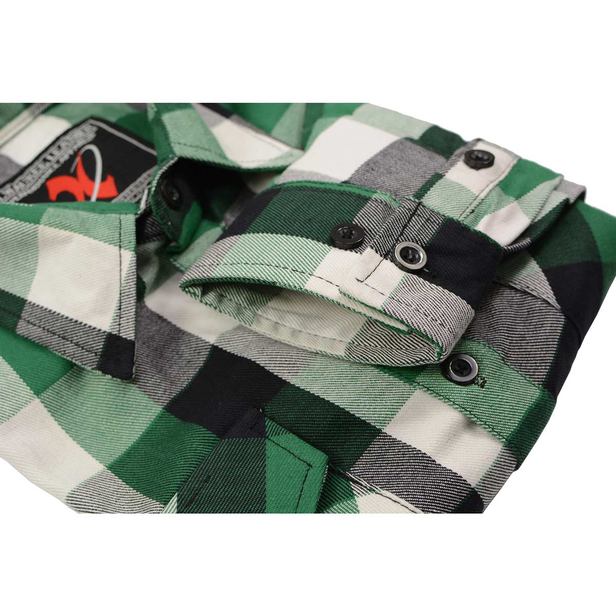 Milwaukee Leather Men's Flannel Plaid Shirt Green and White Long Sleeve  Cotton Button Down Shirt MNG11636