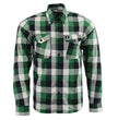 Milwaukee Leather Men's Flannel Plaid Shirt Green and White Long Sleeve Cotton Button Down Shirt MNG11636