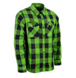 Milwaukee Leather MNG11656 Men's Flannel Plaid Black and Neon-Green Long Sleeve Cotton Button Down Shirt