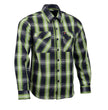 Milwaukee Leather MNG11657 Men's Black and Green with White Long Sleeve Cotton Flannel Shirt