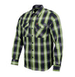 Milwaukee Leather MNG11657 Men's Black and Green with White Long Sleeve Cotton Flannel Shirt