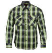 Milwaukee Leather MNG11657 Men's Black and Green with White Long Sleeve Cotton Flannel Shirt