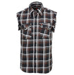 Milwaukee Leather MNG11693 Men’s Classic Black and Brown Button-Down Flannel Cut Off Frayed Sleeveless Casual Shirt