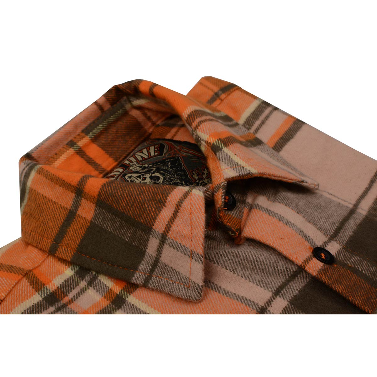 Milwaukee Leather Men's 'Wild One' Brown/Orange Long Sleeve 10.5-Oz Heavy  Duty-Cotton Flannel Shirt MNG11701