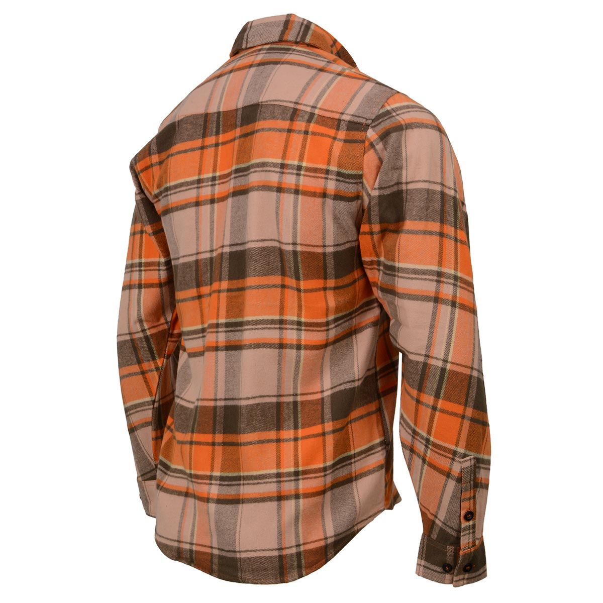 Milwaukee Leather Men's 'Wild One' Brown/Orange Long Sleeve 10.5-Oz Heavy  Duty-Cotton Flannel Shirt MNG11701