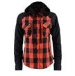 Milwaukee Leather MNG21602 Women's Casual Black and Red Long Sleeve Cotton Flannel Shirt with Hoodie