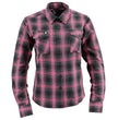 Milwaukee Leather MNG21604 Women's Casual Black with Pink Long Sleeve Casual Cotton Flannel Shirt