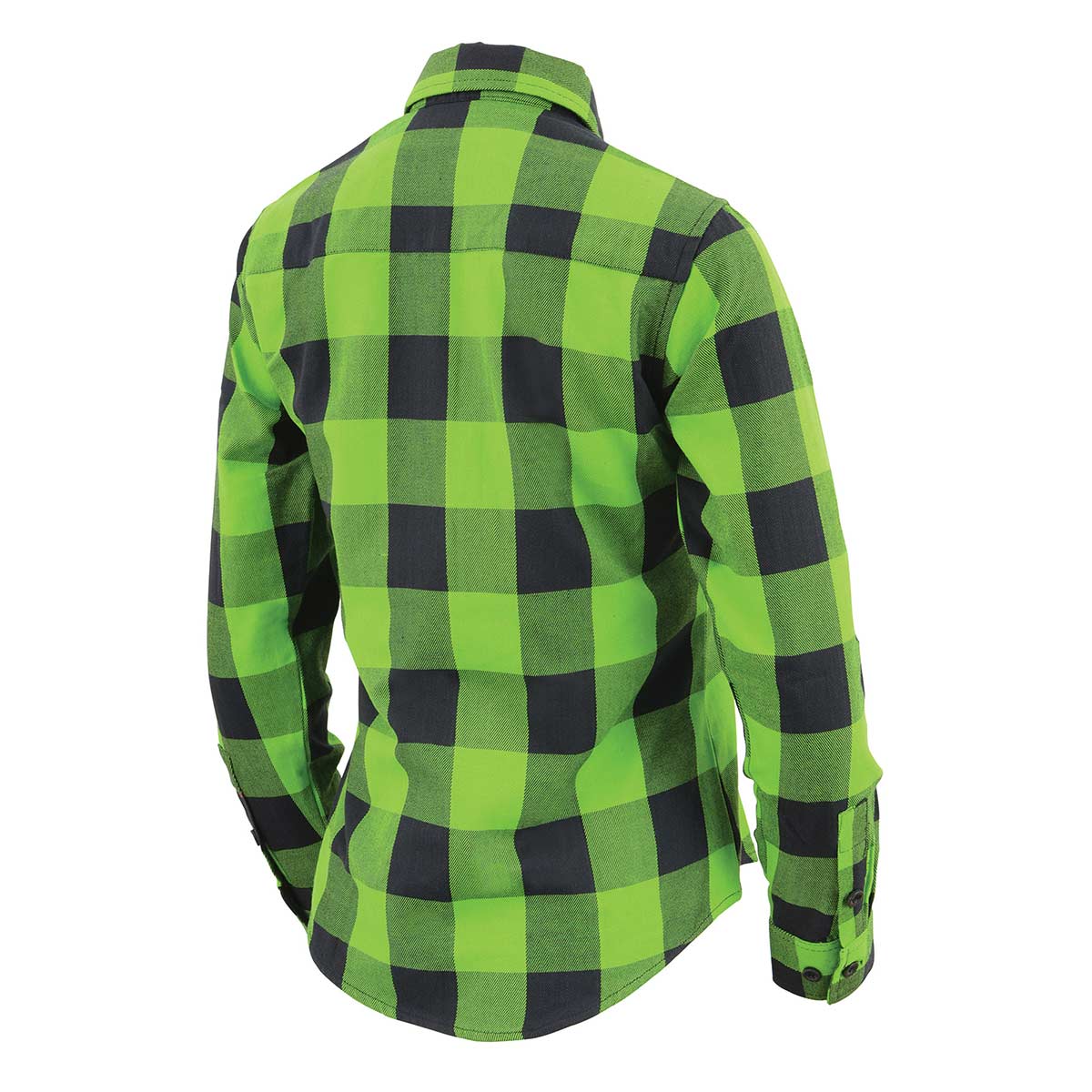 NexGen MNG21606 Women's Casual Lime Green and Black Long Sleeve Cotton  Casual Flannel Shirt