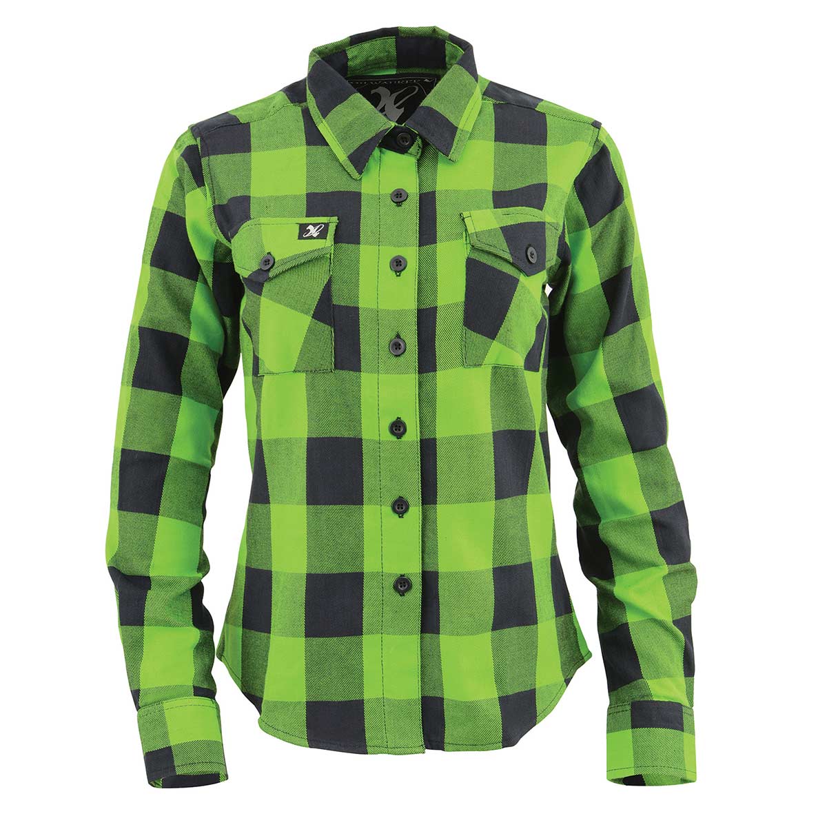 NexGen MNG21606 Women's Casual Lime Green and Black Long Sleeve Cotton  Casual Flannel Shirt