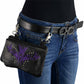 Milwaukee Leather MP8851 Women's Black and Purple Leather Multi Pocket Belt Bag