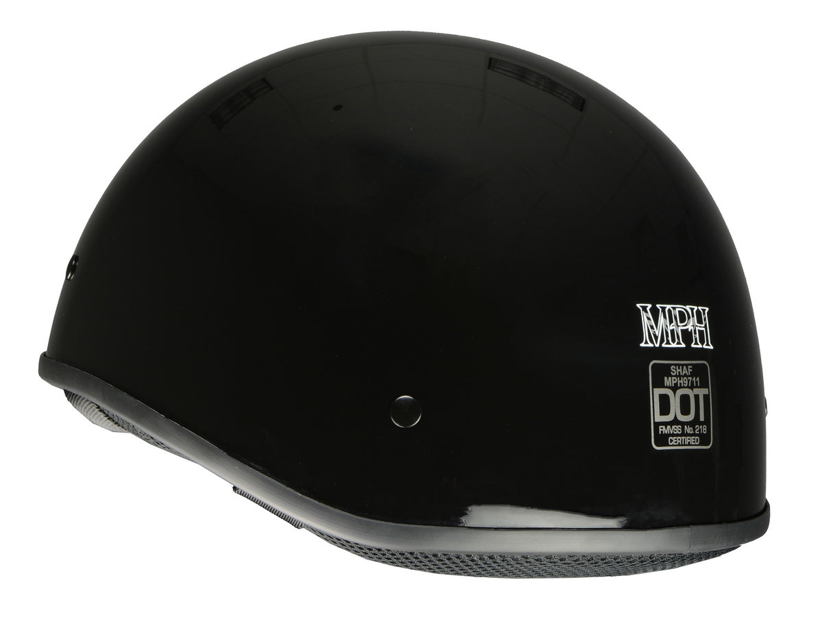 Milwaukee Helmets Bare Bones Glossy Black Half Motorcycle Helmet for Men and Women DOT Approved MPH9711DOT