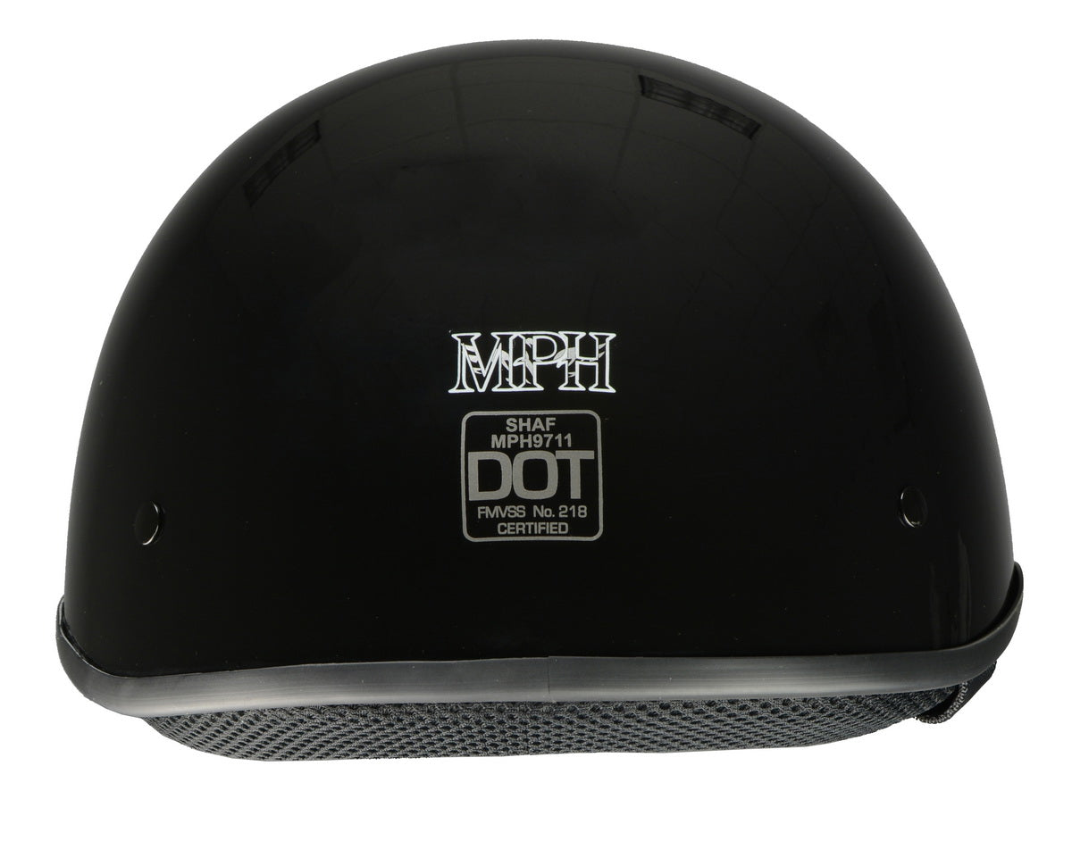 Milwaukee Helmets Bare Bones Glossy Black Half Motorcycle Helmet for Men and Women DOT Approved MPH9711DOT