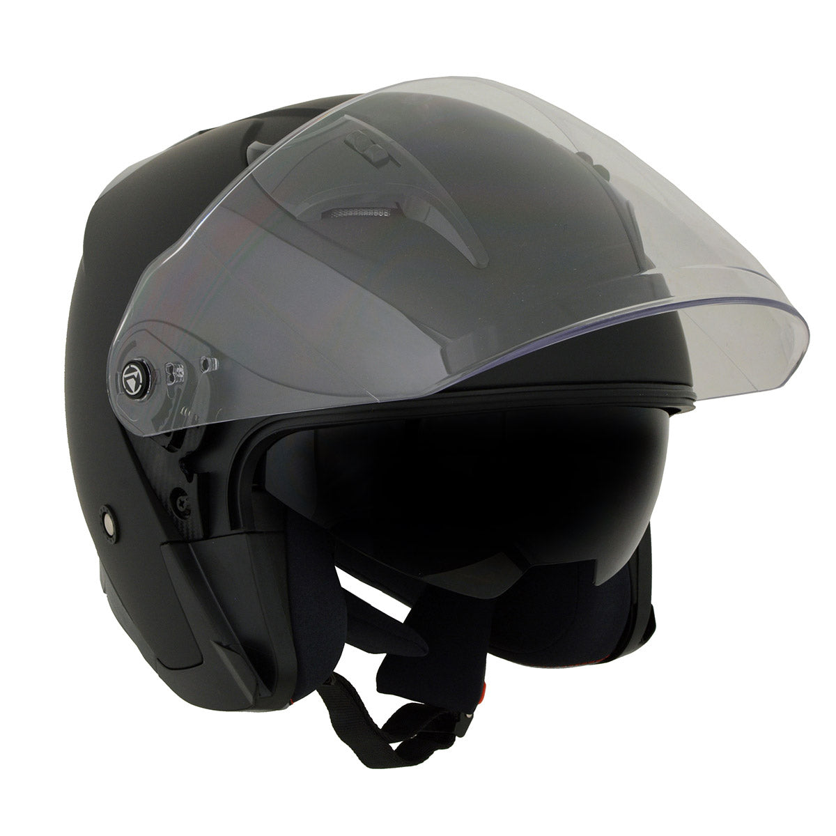 Milwaukee Performance Helmets MPH9805DOT 'Shift' Open Face 3/4 Matte Black Helmet for Men and Women Biker with Drop Down Tinted Visor