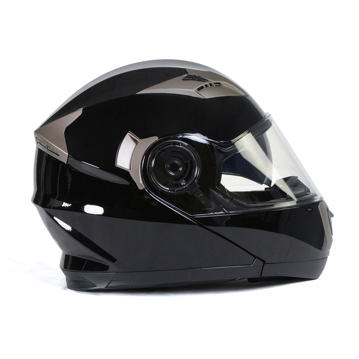 Milwaukee Helmets MPH9806DOT 'Ionized' Gloss Black Advanced Motorcycle Modular Helmet for Men and Women Biker w/ Drop Down Visor