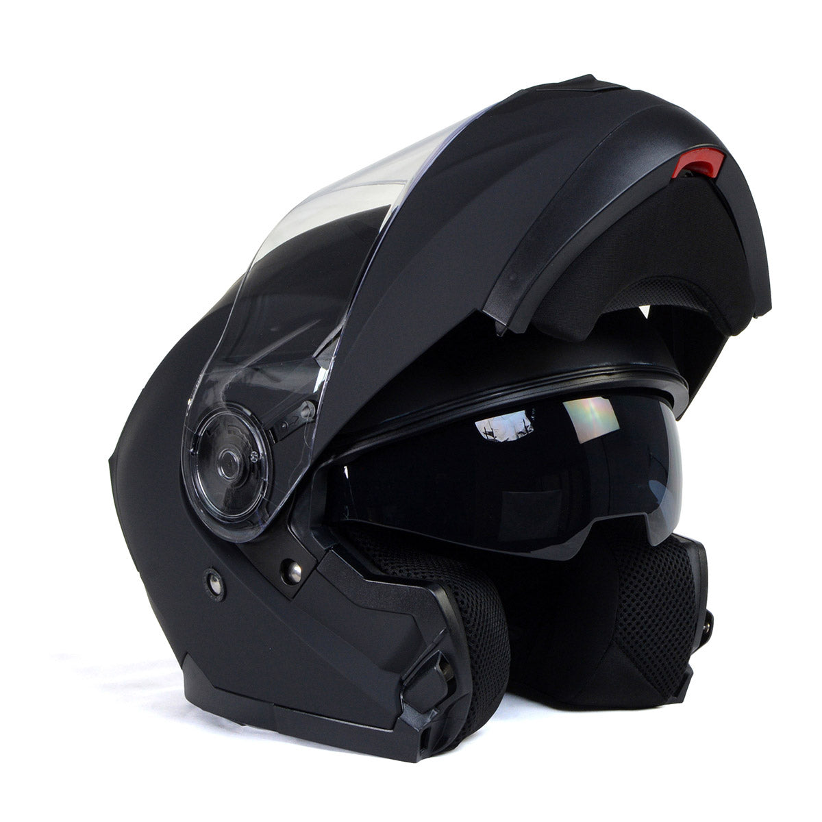 Milwaukee Helmets Breeze Flat Black Advanced Motorcycle Modular Helmet w/ Drop Down Visor for Men and Women DOT Approved MPH9814DOT