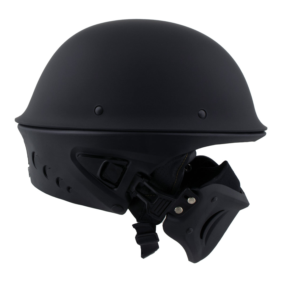 Milwaukee Helmets MPH9830DOT 'Rascal' 3/4 Open Face Flat Black 2 in 1 Motorcycle Helmet for Men and Women Biker