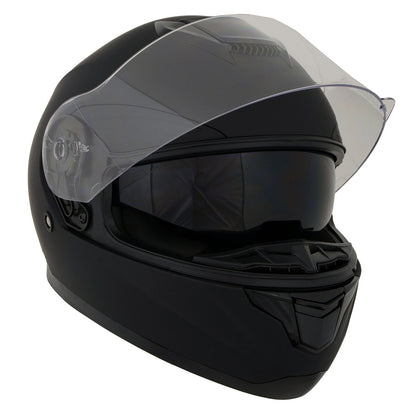 Milwaukee Helmets MPH9835DOT 'Sweeper' Flat Black Advanced Motorcycle Full Face Helmet for Men and Women Biker w/ Drop Down Visor