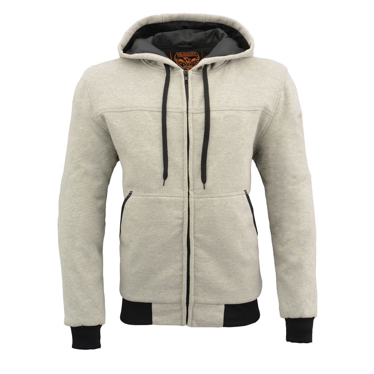 Milwaukee Leather MPM1788 Men's Silver CE Approved Armored Riding Hoodie Sweater with Aramid by DuPont Fibers