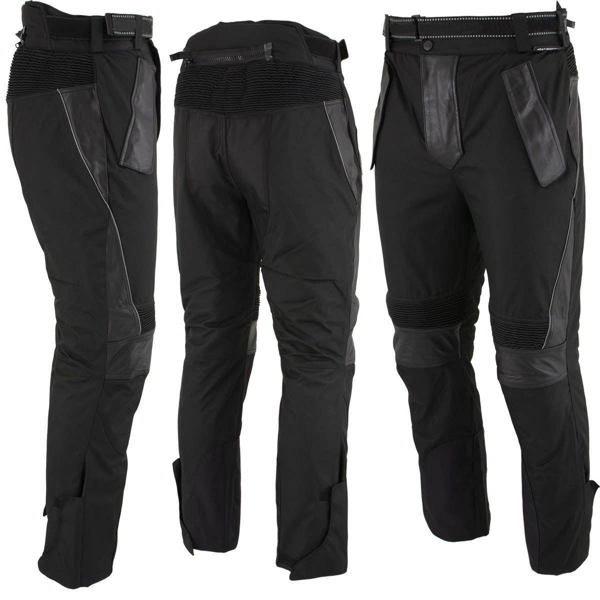 Milwaukee Leather MPM5728 Men’s Black Tri-Tex and Leather Motorcycle Biker Racing Pants w/ CE Armor Protection