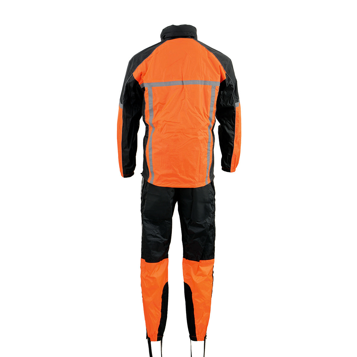 Milwaukee Leather MPM9510 Men s Black and Orange Motorcycle Water Resistant Rain Suit w Hi Vis Reflective Tape