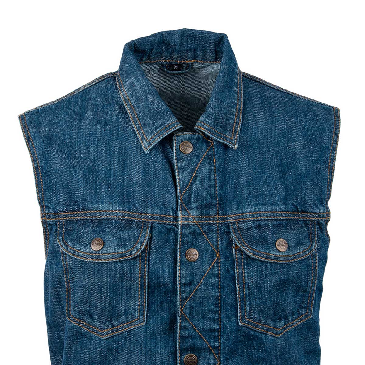 Milwaukee Motorcycle Clothing Company MV3850 Men's Blue Denim Stone Washed Motorcycle Vest