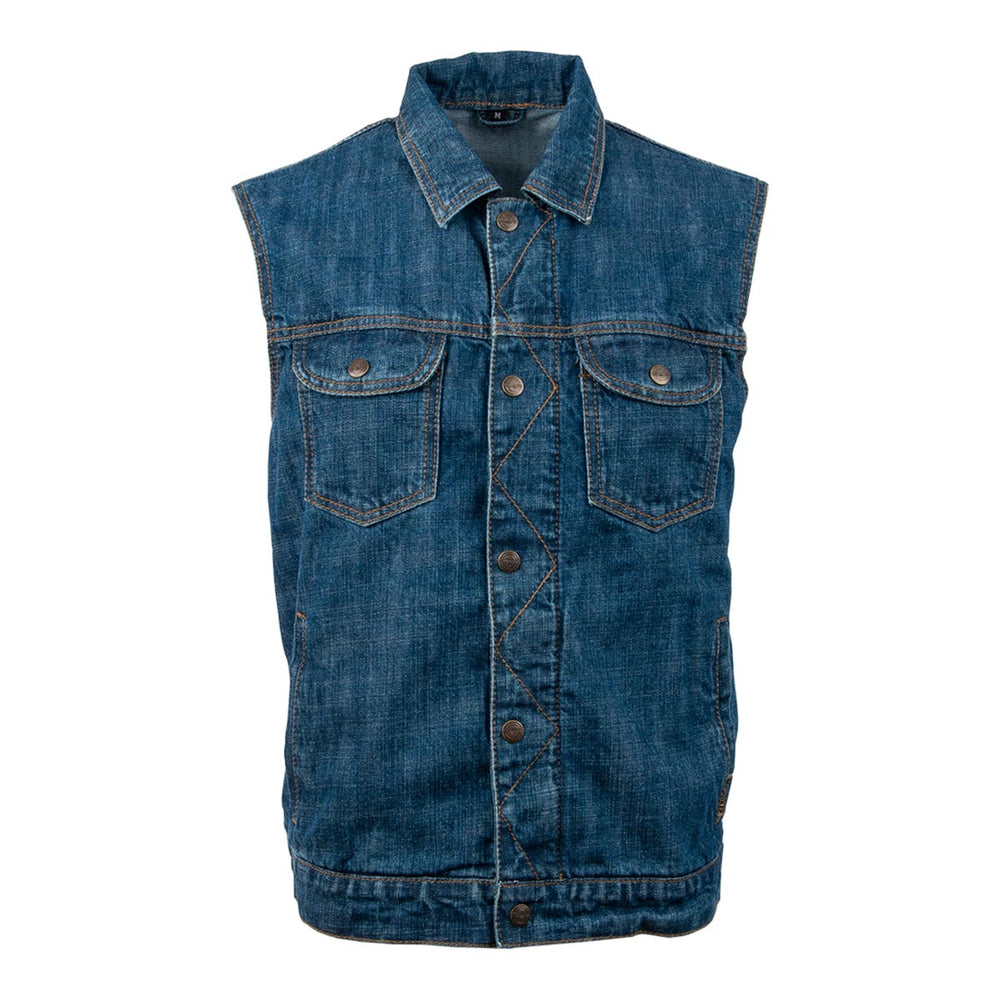 Milwaukee Motorcycle Clothing Company MV3850 Men's Blue Denim Stone Washed Motorcycle Vest