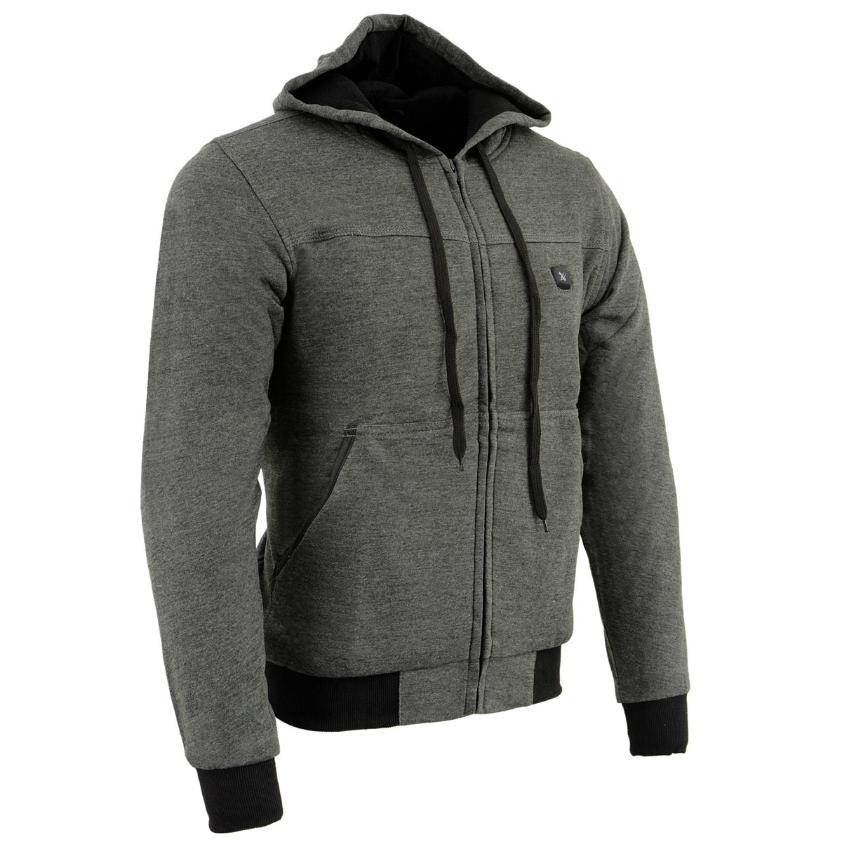 Nexgen Heat MPM1713SET Men's “Fiery’’ Heated Hoodie - Grey Zipper Front Sweatshirt Jacket for Winter w/Battery Pack