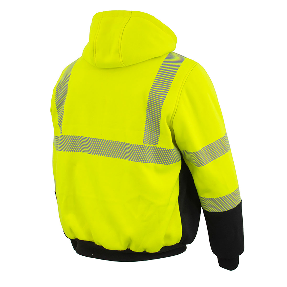 Nexgen Heat MPM1773SET Men's Heated High Visibility Work Hoodie, Neon Green Hi Vis Reflective Hoodie w/ Battery