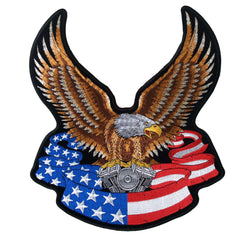 Hot Leathers Eagle and Flag 10" Patch PPA1097