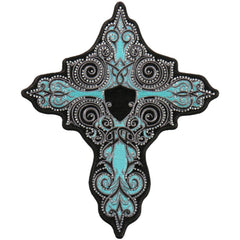 Hot Leathers PPC3295 5 Inch Rhinestone Turquoise Cross Patch