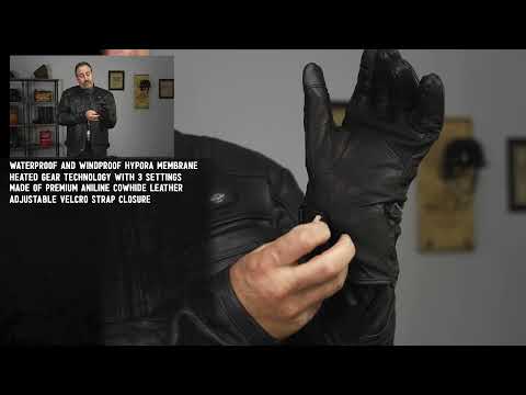 Milwaukee Leather MG7519SET Mens Black Leather Heated Winter Gloves for Motorcycle Ski Hiking w/ Battery & i-Touch Small, Men's, Size: One Size