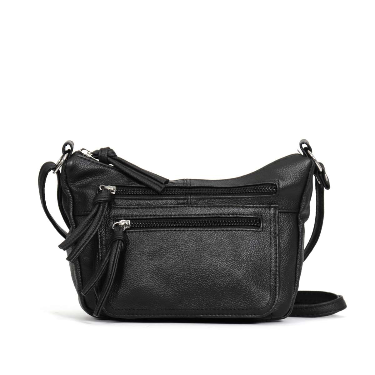 Hot Leathers Black Leather Purse with Two Zipper Pockets PUA1060