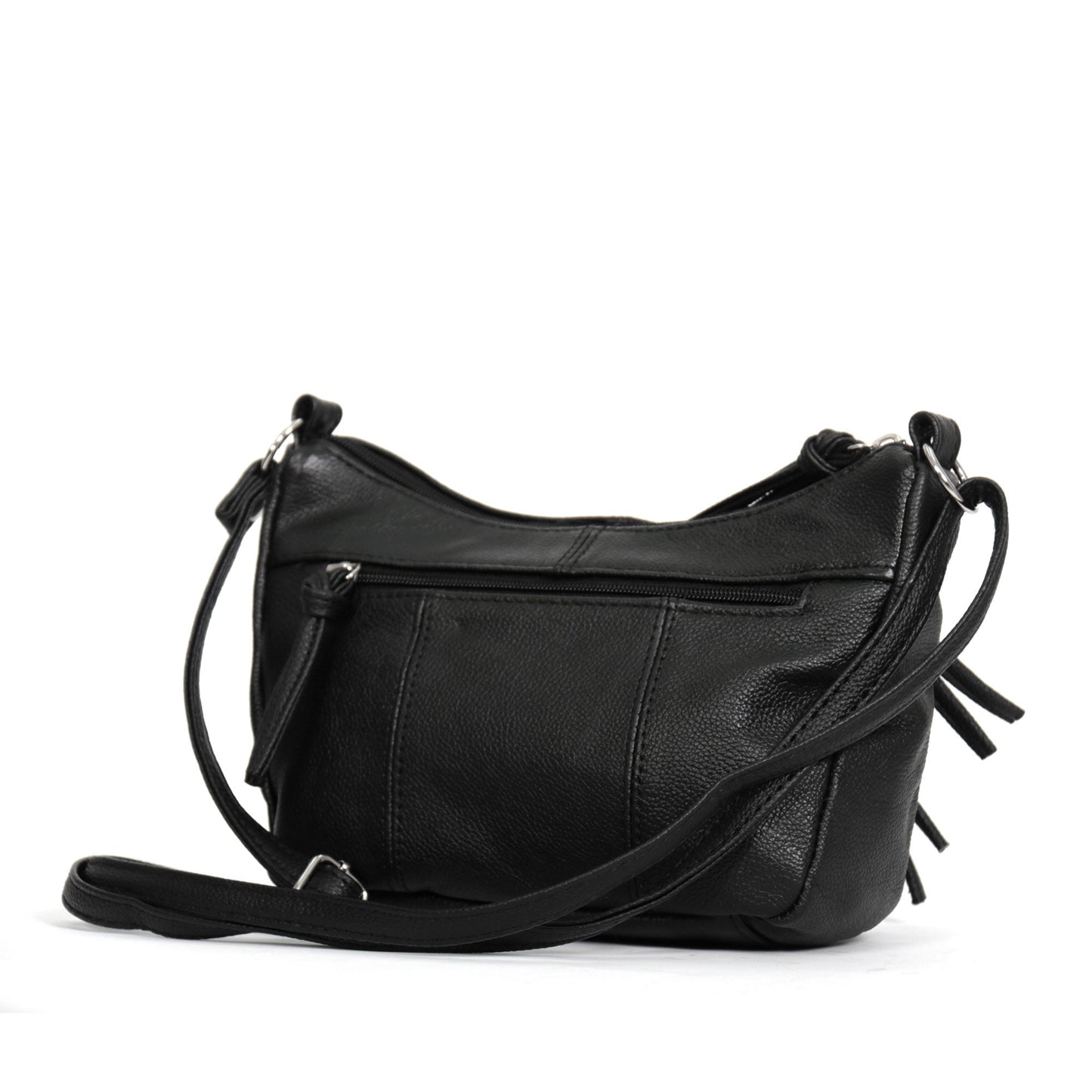 Hot Leathers Black Leather Purse with Two Zipper Pockets PUA1060