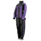 Xelement RN4764 Ladies Black and Purple 2-Piece Motorcycle Rain Suit with Boot Strap