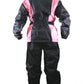 Xelement RN4786 Ladies Black and Pink 2-Piece Motorcycle Rain Suit with Boot Strap