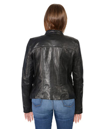 Milwaukee Leather SFL2825 Women's Snap Collar Black Lambskin Leather Jacket