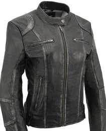 Milwaukee Leather SFL2830 Women's Black Sheepskin Scuba Style Fashion Leather Jacket