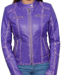 Milwaukee Leather SFL2830 Women's Purple Scuba Style Sheepskin Fashion Leather Jacket