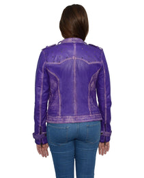 Milwaukee Leather Women's Maiden Purple Premium Sheepskin Motorcycle Fashion Leather Jacket with Studs SFL2840