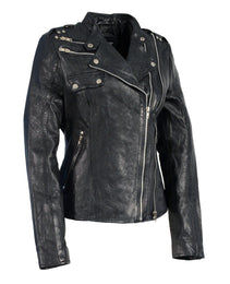 Milwaukee Leather Women's Black Leather Motorcycle Style Fashion Jacket with Asymmetrical Zipper SFL2845