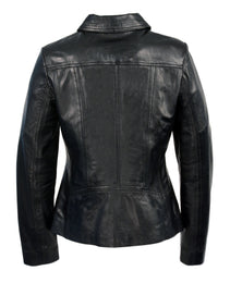 Milwaukee Leather SFL2850 Women's Classic Black Zippered Motorcycle Style Fashion Leather Jacket with Shirt Style Collar