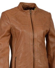 Milwaukee Leather SFL2855 Women's Saddle Zip Front Leather Jacket with Side Stretch Fitting