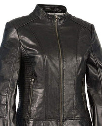 Milwaukee Leather Women's Zip Front Stand Up Collar Black Leather Jacket SFL2860