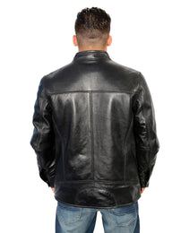 Milwaukee Leather Men's Cafe Racer Black Premium Lambskin Motorcycle Fashion Leather Jacket SFM1800