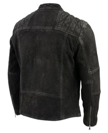 Milwaukee Leather Vintage SFM1801 Men's Black Nubuck Leather Zipper Front Motorcycle Style Fashion Jacket