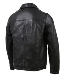 Milwaukee Leather Vintage SFM1804 Men's Classic Black Zipper Front Jacket with Shirt Collar