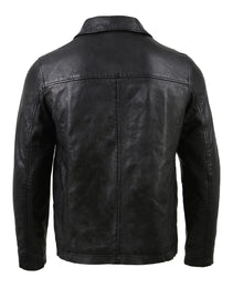 Milwaukee Leather Vintage SFM1804 Men's Classic Black Zipper Front Jacket with Shirt Collar