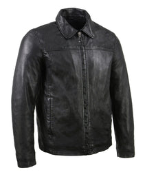 Milwaukee Leather Vintage SFM1804 Men's Classic Black Zipper Front Jacket with Shirt Collar